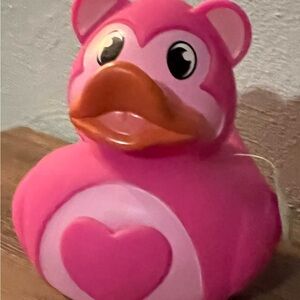 Love Monkey Heart Squeaky Rubber Duck – Pink – RETIRED – NEW with Tags